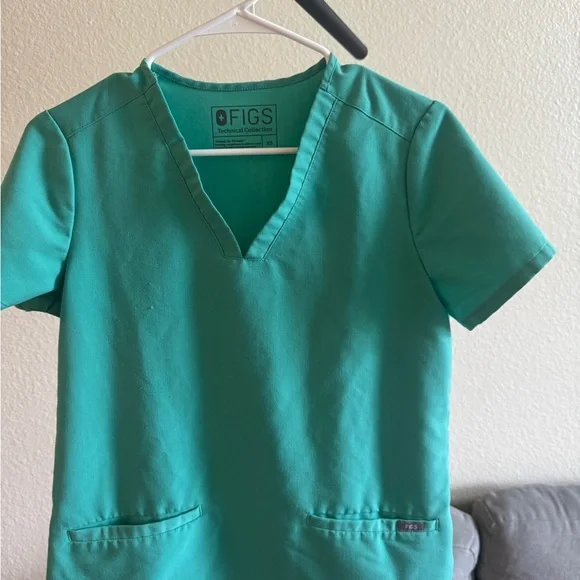 Figs Teal Scrub Set with Pink Accents - Picture 2 of 3